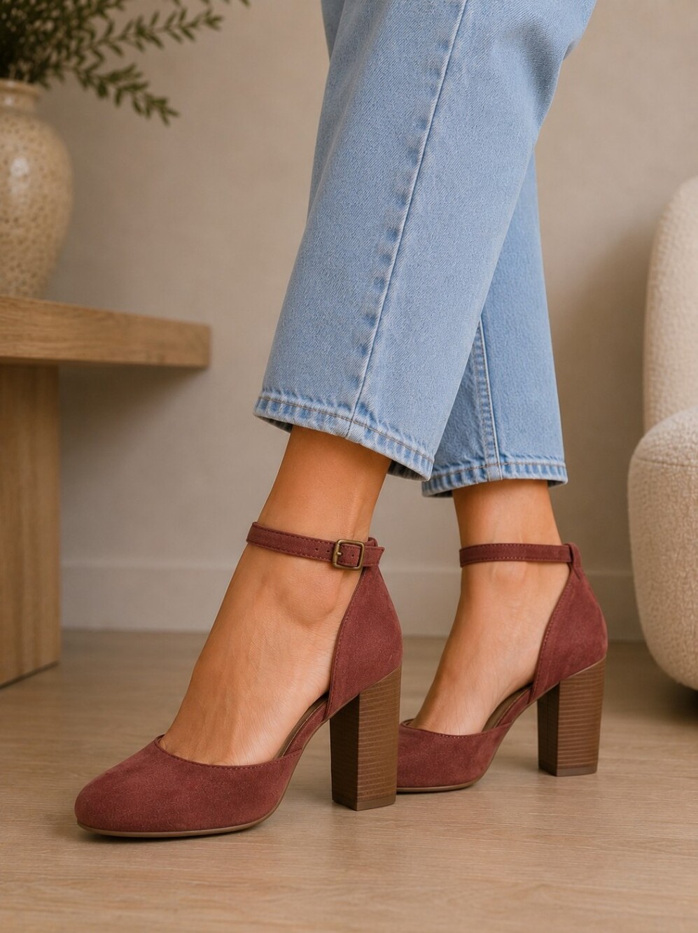 Gibson Latimer Rusty Red Suede Block Heels Size 9